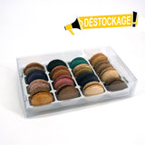 Coffret transparent (fond argenté) - 16 macarons - 60 coffrets vides